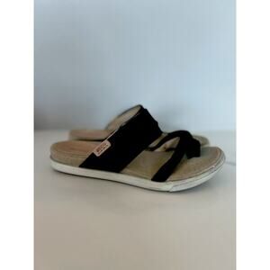 ECCO Flip Flop Thong Toe Sandals Black Leather Women's Size 38